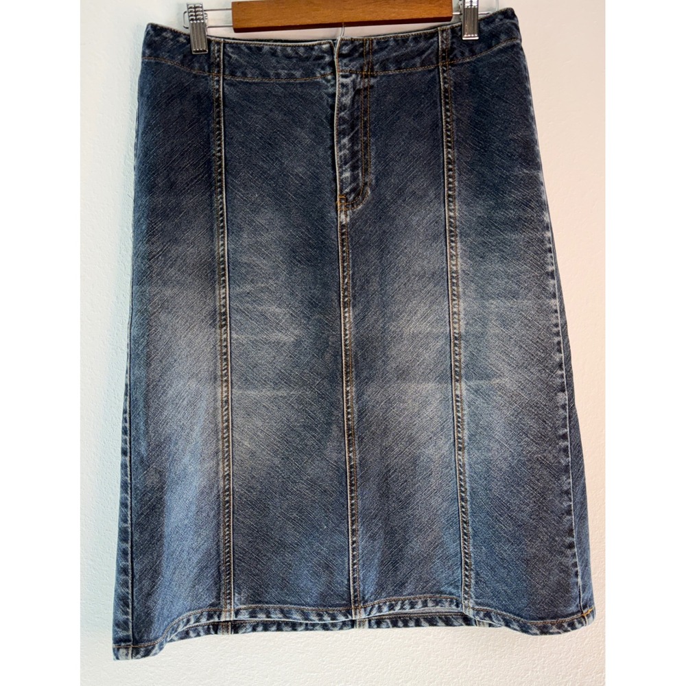 Vintage 90s Y2K The Limited Denim Skirt Blue Acid Wash Paneled Grunge Size 6